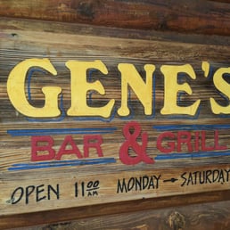 a sign for gene's bar and grill a sign for gene's bar and grill