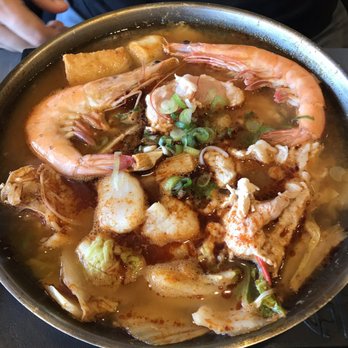 Red Flame - Thai mild hot pot - did contain shrimp and some crab pieces along with other ingredients - lot of food for $11.95 - Hot Pot Near Me - Westminster, California