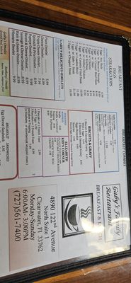 Menu photo 3 Gaby's Family Restaurant Clearwater, FL