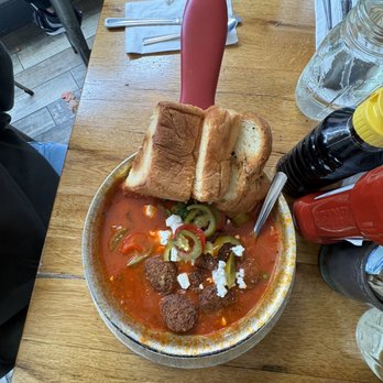 Milkweed - Shashuka with Falafel & Challah bread - New American Near Me - Boston, Massachusetts Milkweed - Shashuka with Falafel & Challah bread - New American Near Me - Boston, Massachusetts