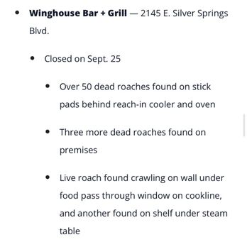 WingHouse Bar & Grill - Inspection ratings from health department proof of rodent droppings near food - Chicken Wings Near Me - Ocala, Florida WingHouse Bar & Grill - Inspection ratings from health department proof of rodent droppings near food - Chicken Wings Near Me - Ocala, Florida