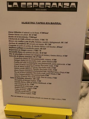 Menu photo 2 La Esperanza Madrid, M Menu photo 2 La Esperanza Madrid, M