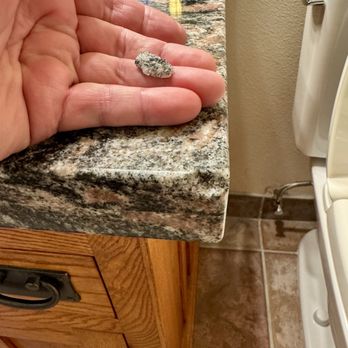 Power Pro - Here's the granite chip I found in our bathroom trash bag. - Heating & Air Conditioning/HVAC Near Me - Cerritos, California Power Pro - Here's the granite chip I found in our bathroom trash bag. - Heating & Air Conditioning/HVAC Near Me - Cerritos, California