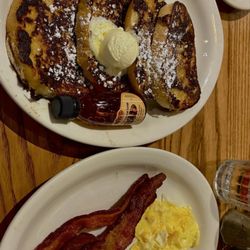 French toast, scrambled eggs & bacon well done