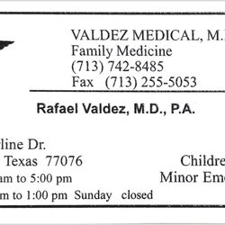 Rafael Valdez, M.D., P.A. - Business Card