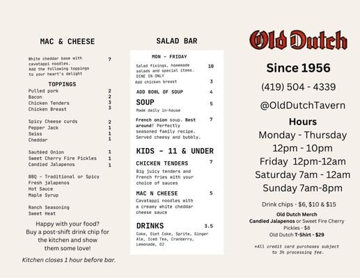 Menu photo 2 Old Dutch Tavern Sandusky, OH