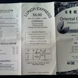 Front page of the menu