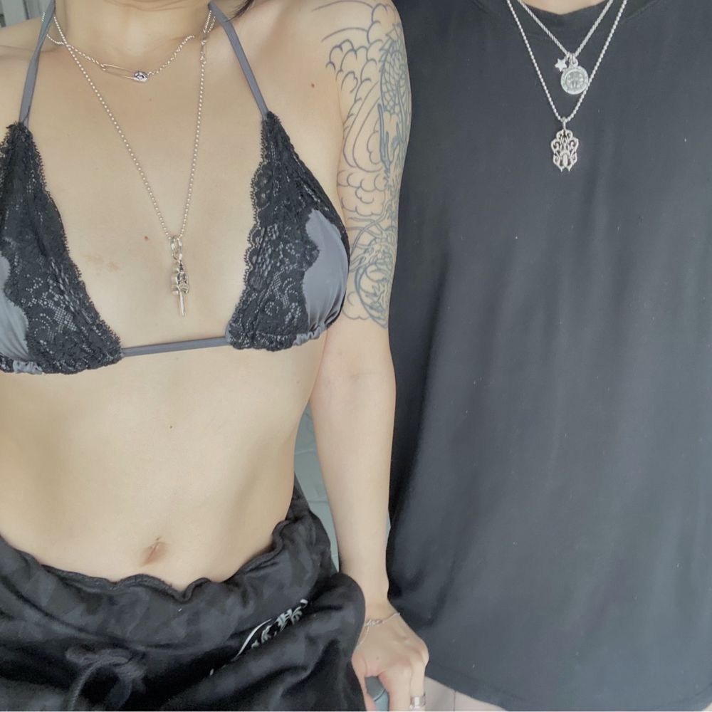 Sweatpants, safety pin chain, dagger pendant (on right) and coin pendant + chain were purchased at this location Sweatpants, safety pin chain, dagger pendant (on right) and coin pendant + chain were purchased at this location