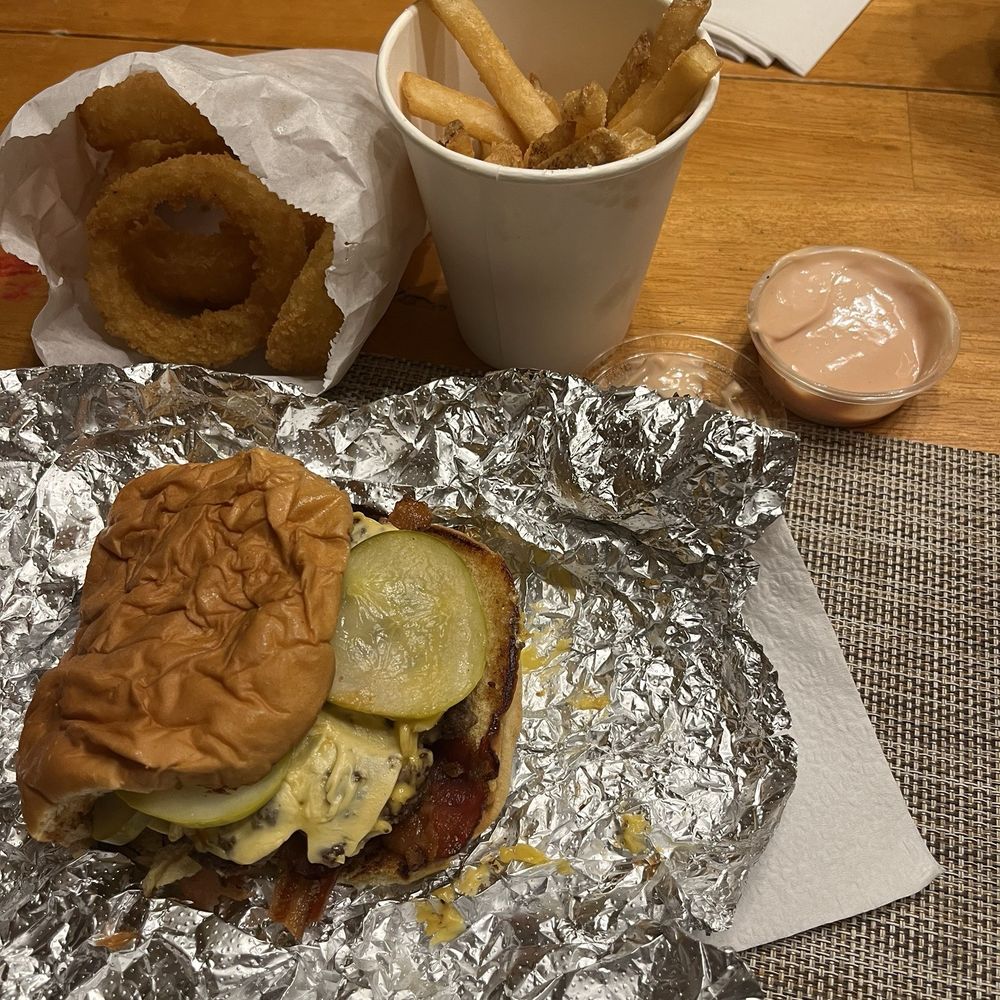 Patty Shack - Bacon cheeseburger, fries, Small Onion Rings - Burgers Near Me - Milwaukee, Wisconsin