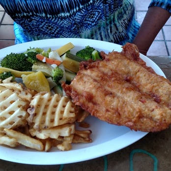 Dockside Dave's - The half pound grouper, batter fried with waffle fries and veg - Seafood Near Me - Madeira Beach, Florida Dockside Dave's - The half pound grouper, batter fried with waffle fries and veg - Seafood Near Me - Madeira Beach, Florida
