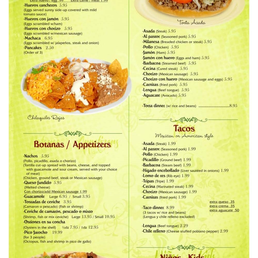El Tarasco - New Menu Page 2 - Mexican Near Me - Chicago, Illinois El Tarasco - New Menu Page 2 - Mexican Near Me - Chicago, Illinois