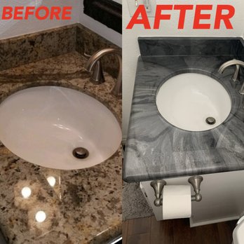 Ortiz Coatings & Design - BEFORE & AFTER!! Old granite vs New black and grey marble,(exotic pour) metallic epoxy with high gloss polyaspartic top coat. - Flooring Near Me Ortiz Coatings & Design - BEFORE & AFTER!! Old granite vs New black and grey marble,(exotic pour) metallic epoxy with high gloss polyaspartic top coat. - Flooring Near Me