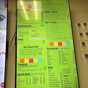 Don Carlos Taco Shop - March 2025 menu - Mexican Near Me - La Jolla, California