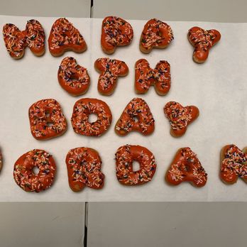 Sunshine Donuts - the words happy birthday spelled in sprinkles - Donuts Near Me - Sacramento, California Sunshine Donuts - the words happy birthday spelled in sprinkles - Donuts Near Me - Sacramento, California