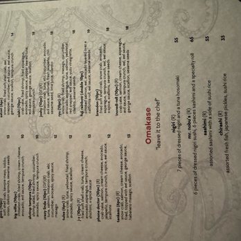 Mr Nobu’s - Menu (first omakase in Tulsa??), sorry it's sideways! - Japanese Near Me - Tulsa, Oklahoma Mr Nobu’s - Menu (first omakase in Tulsa??), sorry it's sideways! - Japanese Near Me - Tulsa, Oklahoma
