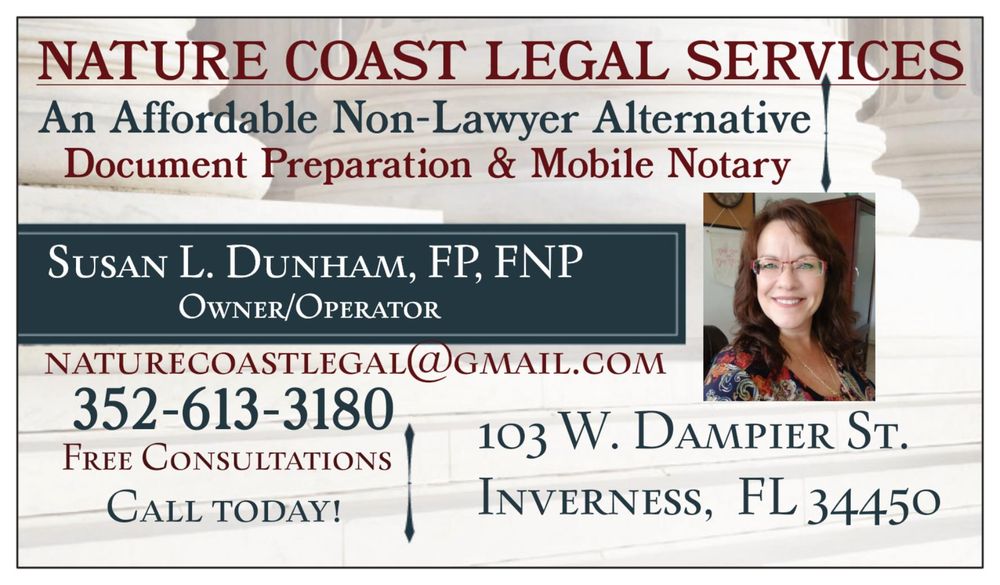 NATURE COAST LEGAL SERVICES Updated October 2024 103 W Dampier St