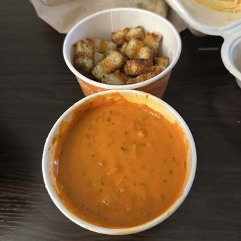 Elite Experience: The Melt - Tomato soup with toasted cheese bread croutons - Yelp Events Near Me - Brea, California