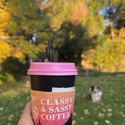 Classy N' Sassy - Coffee cup. Vanilla latte with oat milk.