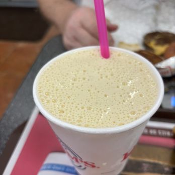 Braums - Fresh banana milkshake so thin it was basically milk and banana. - Ice Cream & Frozen Yogurt Near Me - Del City, Oklahoma Braums - Fresh banana milkshake so thin it was basically milk and banana. - Ice Cream & Frozen Yogurt Near Me - Del City, Oklahoma