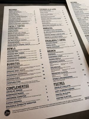 Menu photo 5 Buen Provecho Long Beach, CA