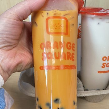 Orange Square - Thai tea boba - Taiwanese Near Me - Santa Clara, California