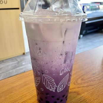Isabel's Vintage Cafe - Iced Taro with Boba ($6.50 + $0.75 for Boba) - Cafes Near Me - Ripon, California