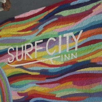 Surf City Inn - The cute wall we used for a photo opp - Hotels Near Me - Huntington Beach, California