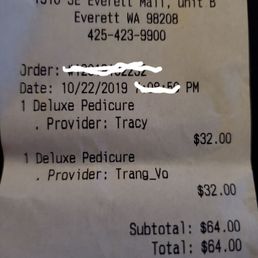 Proof Bella Nail Bar didn't honor "20% off Birthday Banner".