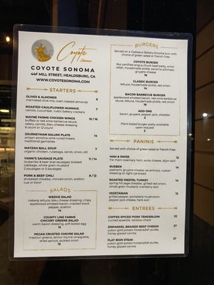 Menu photo 4 Coyote Sonoma Healdsburg, CA Menu photo 4 Coyote Sonoma Healdsburg, CA
