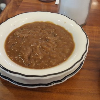 Anna Miller's - Very thick and lumpy meatloaf gravy in a bowl. - Bakeries Near Me - Aiea, Hawaii Anna Miller's - Very thick and lumpy meatloaf gravy in a bowl. - Bakeries Near Me - Aiea, Hawaii
