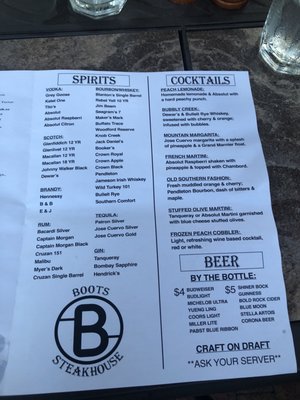 Menu photo 4 Boots Steakhouse Dillsboro, NC