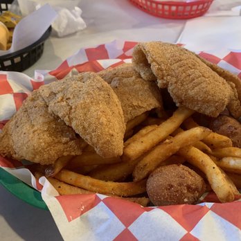Crazy Crab - Stockbridge - Fried Flounder Basket, which consist of fries, hush puppies and coleslaw. - Seafood Near Me - Stockbridge, Georgia Crazy Crab - Stockbridge - Fried Flounder Basket, which consist of fries, hush puppies and coleslaw. - Seafood Near Me - Stockbridge, Georgia