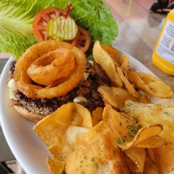 Duck Tavern - Special of the day, bacon blue cheese burger
