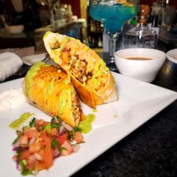 Birria Burrito Small Side Salsa for Chips and a Margarita