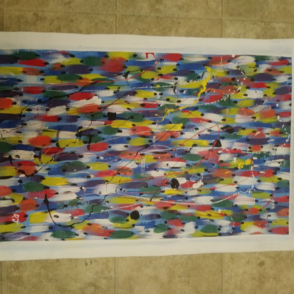 Sell it Here - Authentic African Painting Multi Family Scene 24.5"×15" $50 KD Art & craft:Booth 464 @ Sell It Here,Lafayette,Indiana Tel:765-807-9033 - Antiques Near Me - Lafayette, Indiana