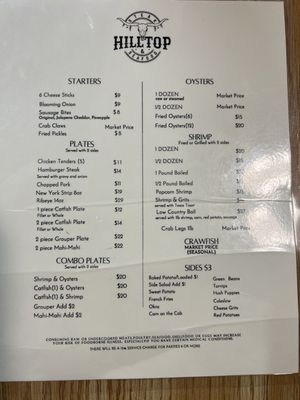Menu photo 1 Hilltop Restaurant Andalusia, AL Menu photo 1 Hilltop Restaurant Andalusia, AL
