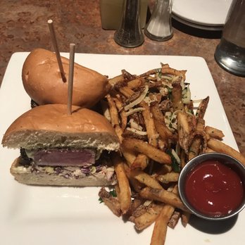 Old Blinking Light - Ahi tuna sandwich with truffle fries - New American Near Me - Highlands Ranch, Colorado Old Blinking Light - Ahi tuna sandwich with truffle fries - New American Near Me - Highlands Ranch, Colorado