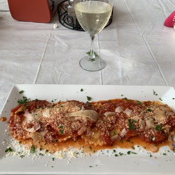 Amore Brick Oven Pizza - Ravioli with tomato sauce and Pinot G wine. - Pizza Near Me - Estero, Florida