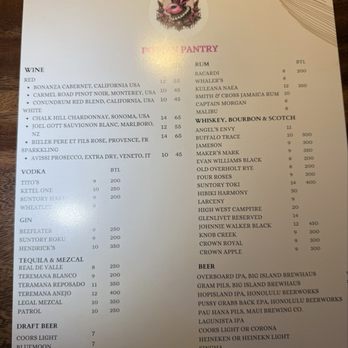 Pink Rabbit - Drink menu - Lounges Near Me - Honolulu, Hawaii