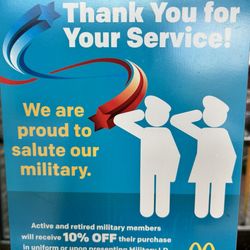 McDonald's - That's a plus. I'm always happy to take my military discount.