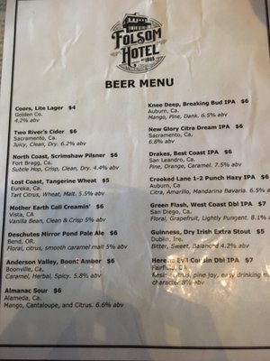 Menu photo 8 Folsom Hotel Folsom, CA