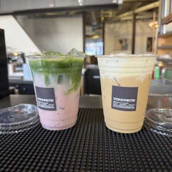Concrete Coffee - Raspberry matcha & White choco raspberry latte w/ cold foam - Coffee & Tea Near Me - Mission Viejo, California Concrete Coffee - Raspberry matcha & White choco raspberry latte w/ cold foam - Coffee & Tea Near Me - Mission Viejo, California