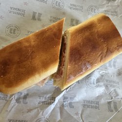 Jimmy John's - Bread was hard as a brick on the bottom. You could knock on it and it sounds like someone knocking on a door