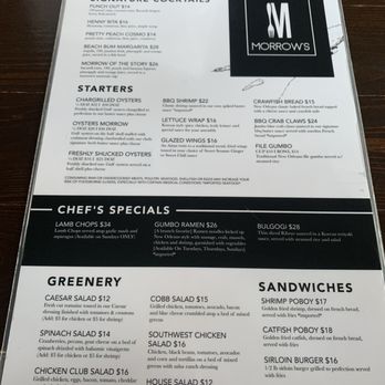 Morrow's - Menu - Cajun/Creole Near Me - New Orleans, Louisiana Morrow's - Menu - Cajun/Creole Near Me - New Orleans, Louisiana