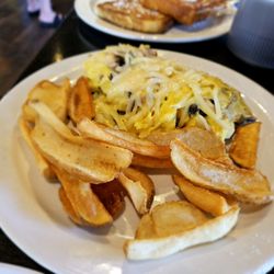 Cheese omlette with mushrooms and onions