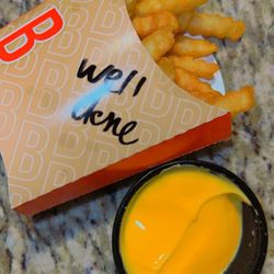 Buona - Fries well done and Cheese Cup