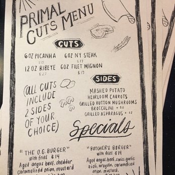 Primal Cuts - Menu October 2020 - Steakhouses Near Me - Stanton, California Primal Cuts - Menu October 2020 - Steakhouses Near Me - Stanton, California