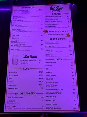 Menu photo 8 Get Tight Lounge Richmond, VA