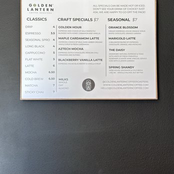 Golden Lantern Coffee Roasters - Menu - Coffee Roasteries Near Me - Laguna Hills, California