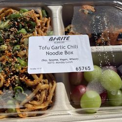 Bi-Rite Catering - Tofu garlic chili noodles w/ sweet potatoe/kale & grapes